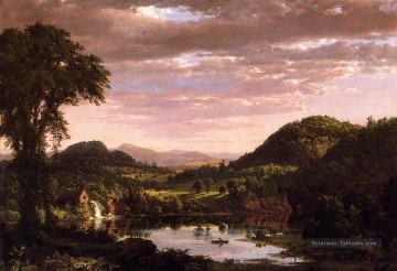 Frederic Edwin Church œuvres - Nouvelle Angleterre Paysage aka Soirée après un paysage de tempête Fleuve Hudson Frederic Edwin Church